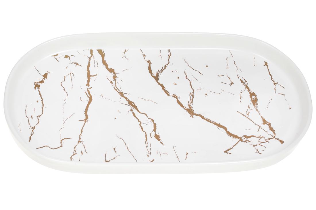 Блюдо фарфоровое овальное BonaDi Мраморная Роскошь 30 см Белый с золотом (805-710)