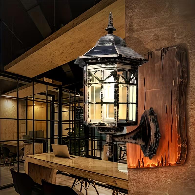 Фонарь уличный/настенный винтажный на солнечной батарее с датчиком движения (g006) - фото 3