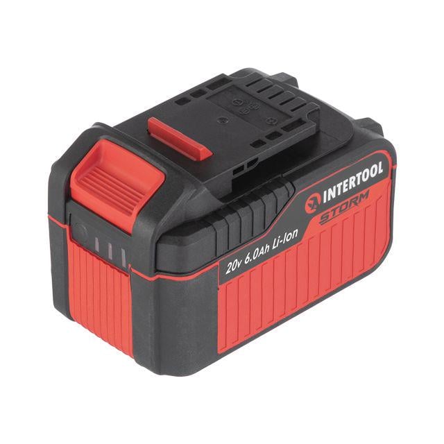 Акумулятор Intertool 20 В літій-іон/6,0 Ач/індикатор рівня заряду (WT-0342) Акумулятор Intertool 20 В літій-іон/6,0 Ач/індикатор рівня заряду (WT-0342)