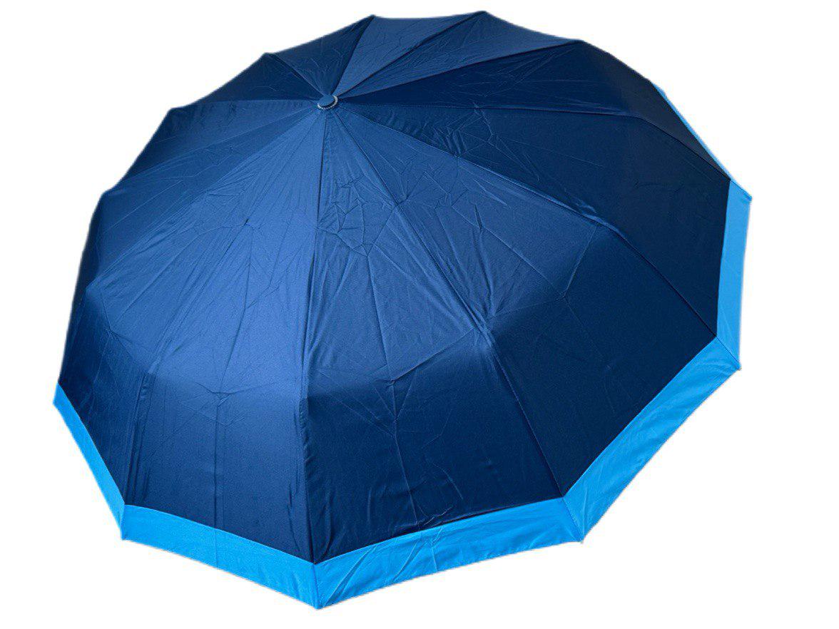 Зонтик автоматический женский Bellissimo 12 спиц 6 сегментов Синий с голубой каймой (654/1) - фото 1