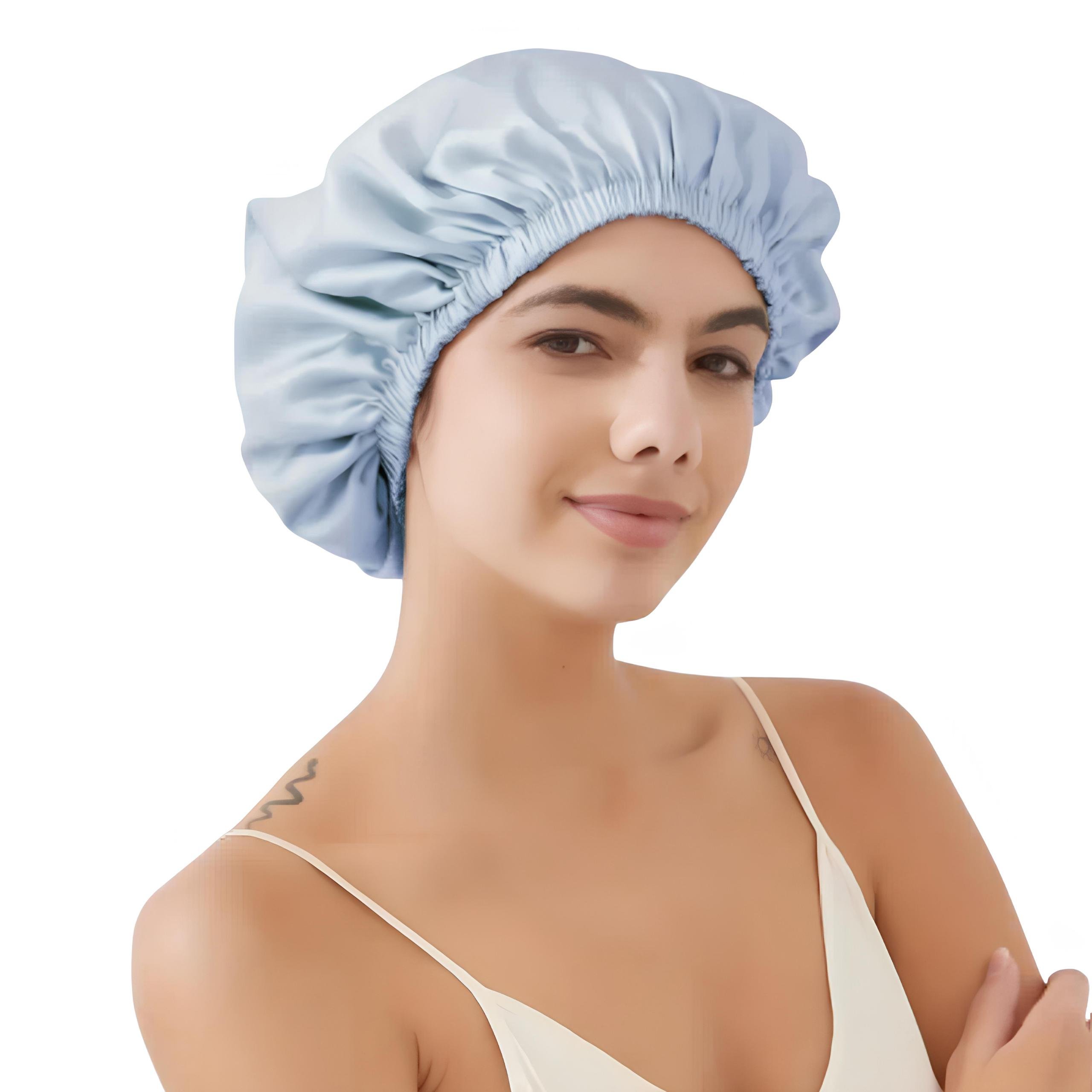 Шапочка двойная шелковая для сна с регулируемой резинкой Голубой (8377887)
