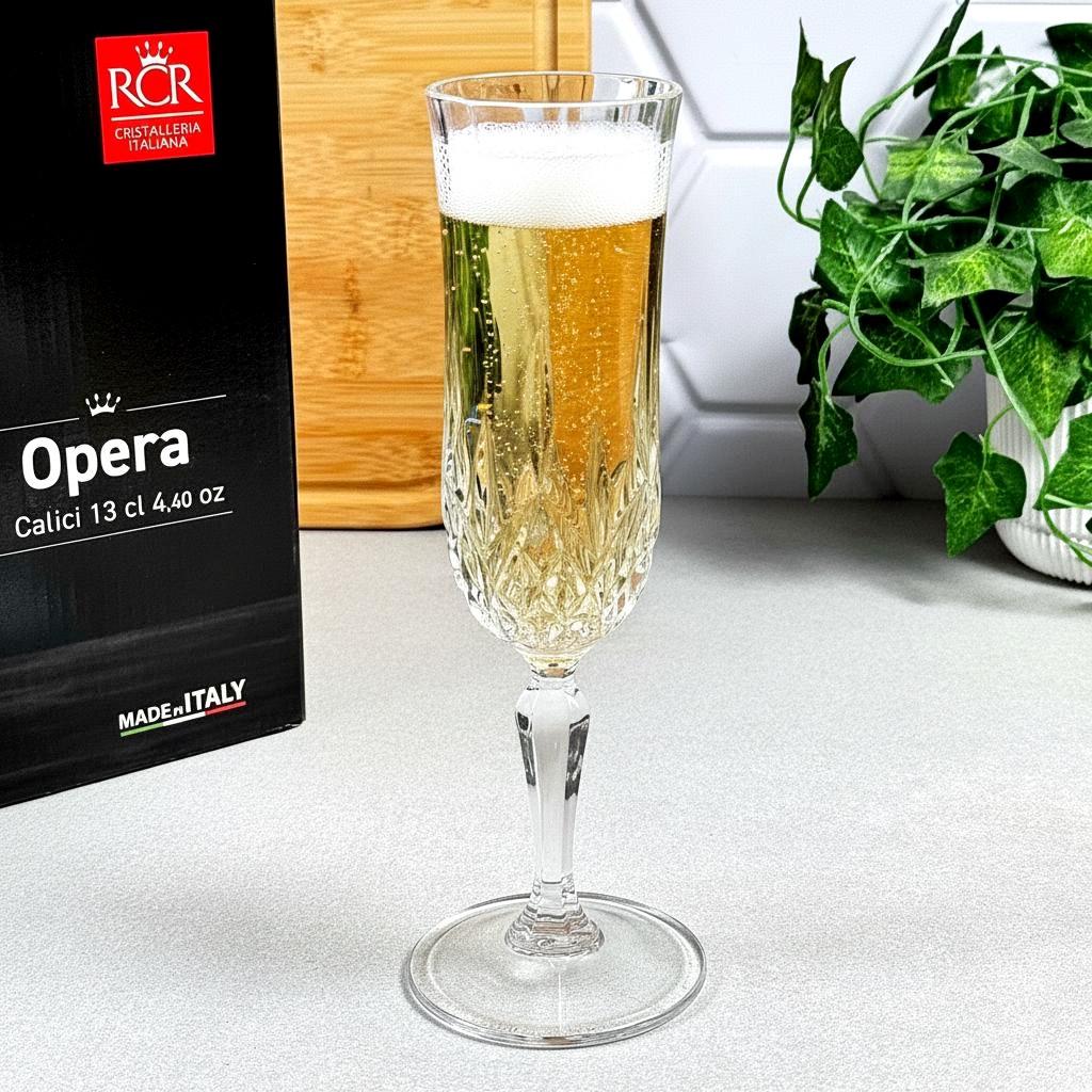 Келихи для шампанського 130 мл 6 шт RCR Opera Келихи для шампанського 130 мл 6 шт RCR Opera