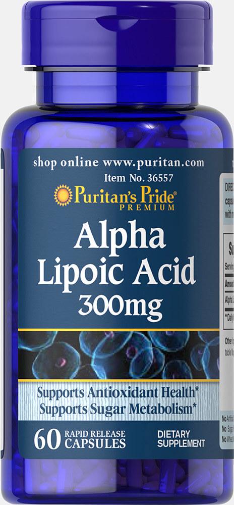 Вітаміни Альфа-ліпоєва кислота Puritan's Pride Alpha Lipoic Acid 300 мг 60 капс.