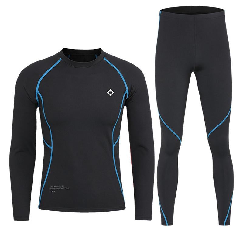 Термобелье мужское XINTOWN NYXT16XJCT Black-Blue L осенне-зимнее белье для фитнеса на флисе