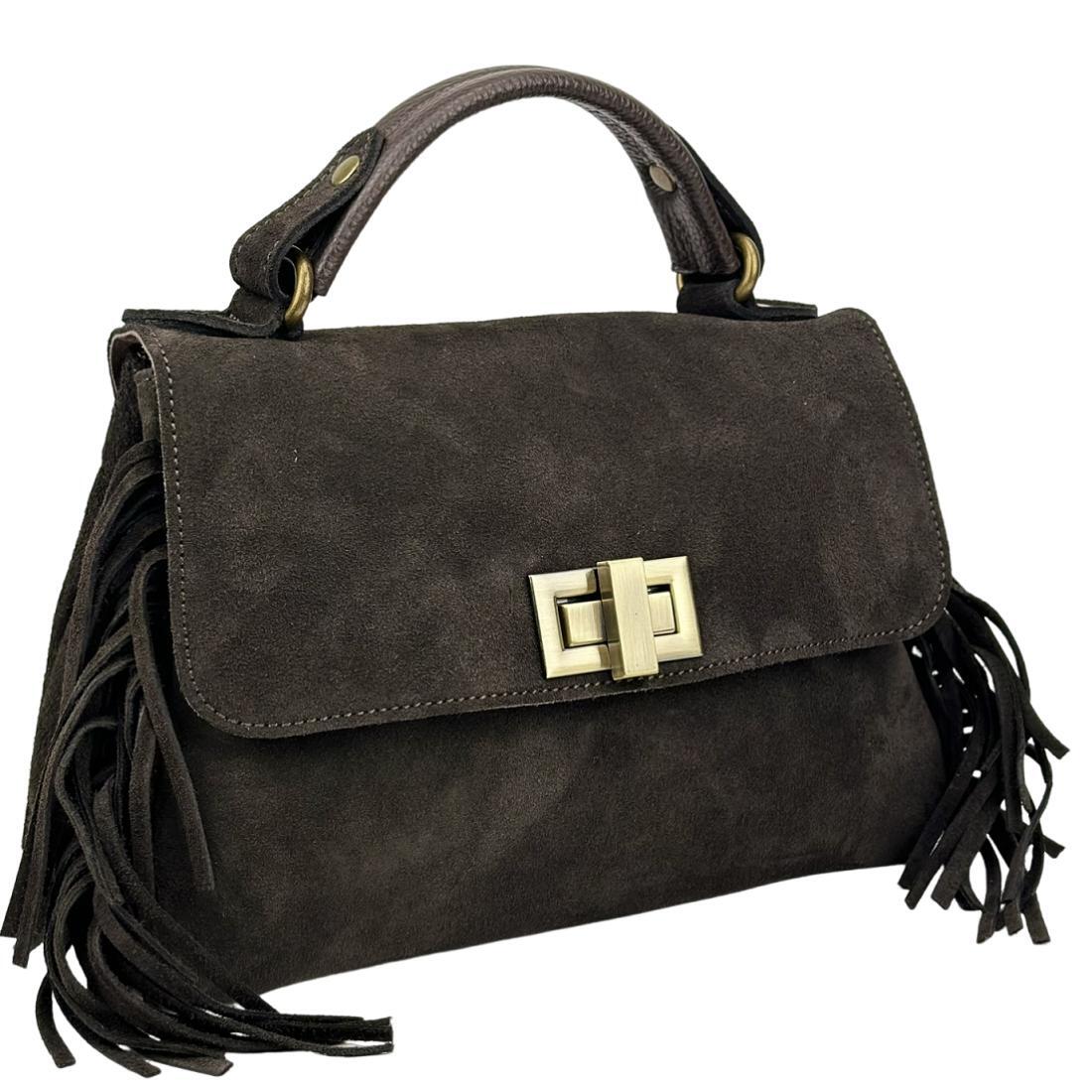 Жіноча сумка крос-боді Royal Bag F-IT-7858DB замшеве з бахромою Шоколадний (8158) - фото 1 Жіноча сумка крос-боді Royal Bag F-IT-7858DB замшеве з бахромою Шоколадний (8158) - фото 1