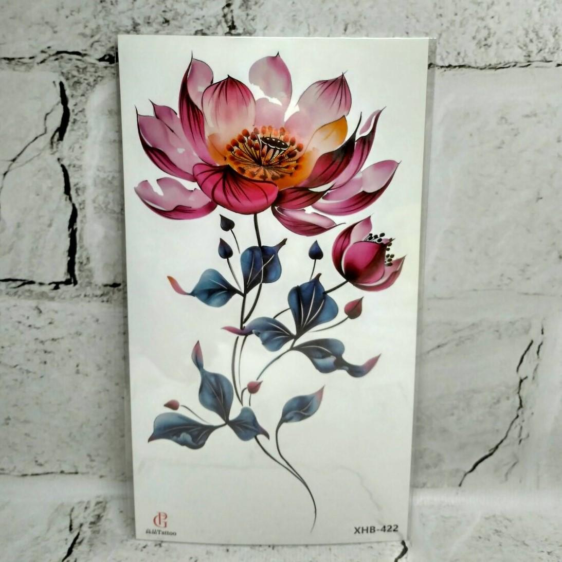 Тату временное Цветок лист 11,5x21 см (XHB-422)