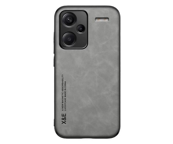 Кожаный чехол - накладка X&E для Xiaomi Redmi Note 13 Pro Plus 5G с металлической вставкой Серый