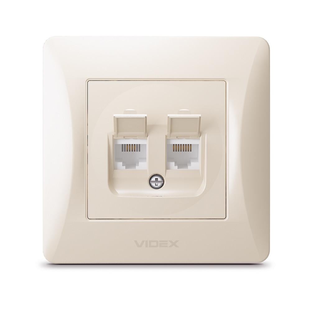 Розетка Videx Binera CAT3/CAT6 телефон/комп'ютер Кремовий Розетка Videx Binera CAT3/CAT6 телефон/комп'ютер Кремовий