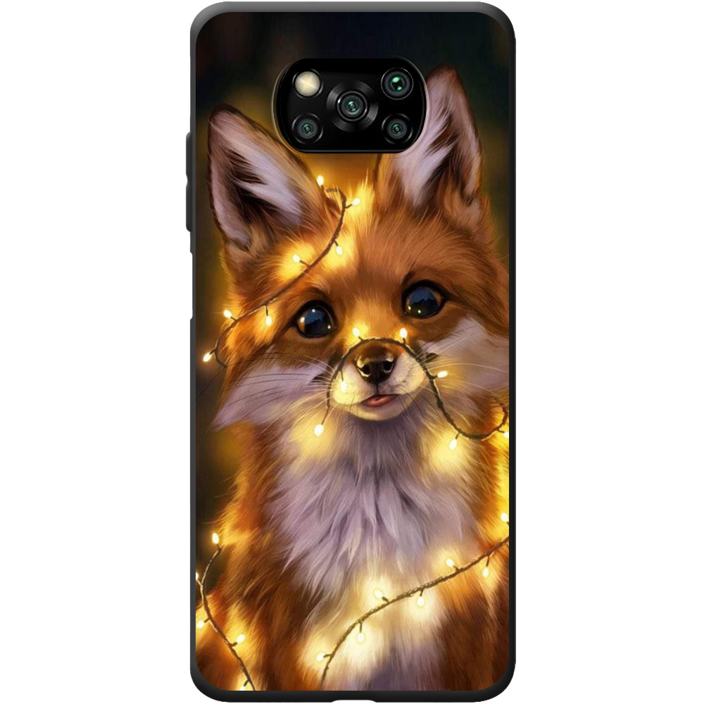 Чехол BoxFace Poco X3 Рождественская лиса Черный силикон (41288-up2399-41933)
