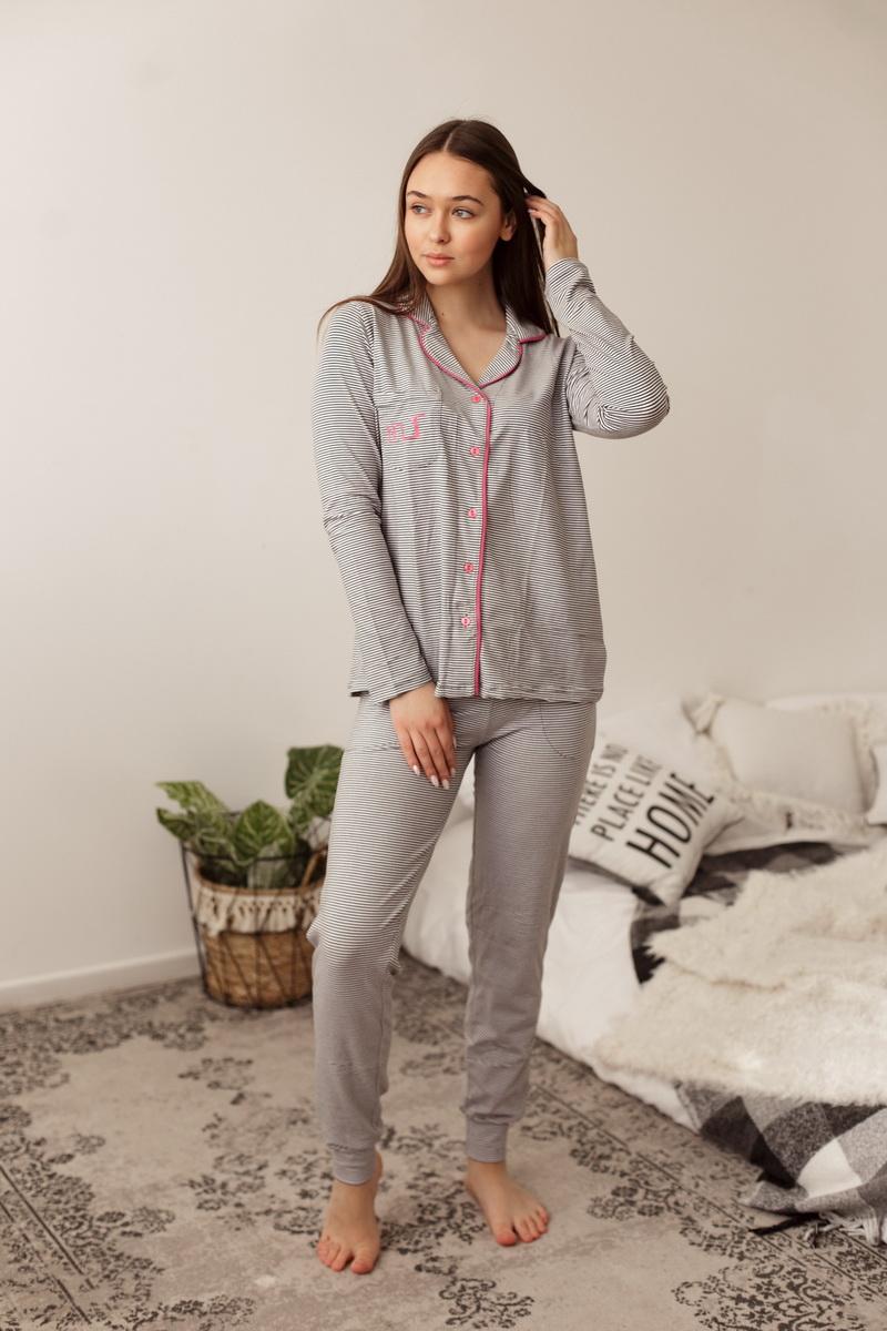 Піжама жіноча Джені в смужку Fashions M Малиновий (96268-ні)