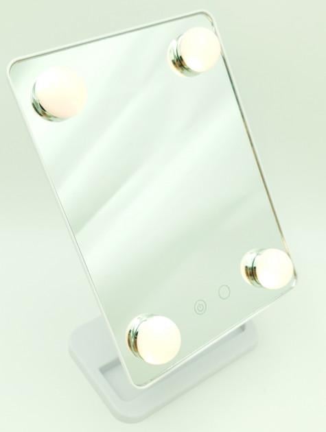 Дзеркало для макіяжу Cosmetie Mirror HH083 з LED підсвічуванням на підставці Білий - фото 4