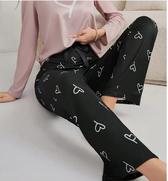 Пижама женская с принтом футболка с длинным рукавом/брюки мягкий трикотаж M (1321) - фото 5 Пижама женская с принтом футболка с длинным рукавом/брюки мягкий трикотаж M (1321) - фото 5