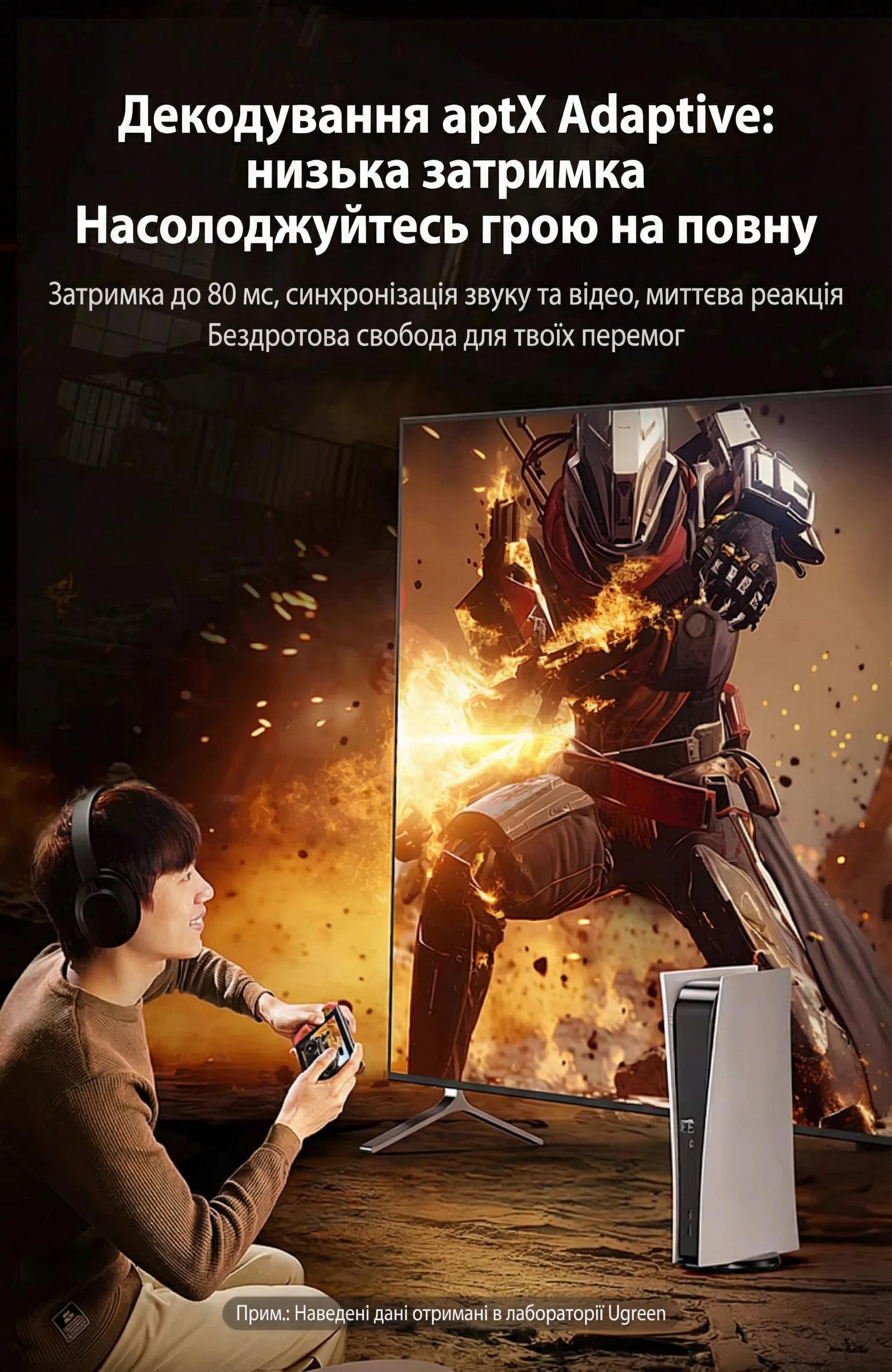 Аудиоадаптер Bluetooth 5.3 UGREEN CM668 USB-A/aptX Adaptive Черный (15765) - фото 7