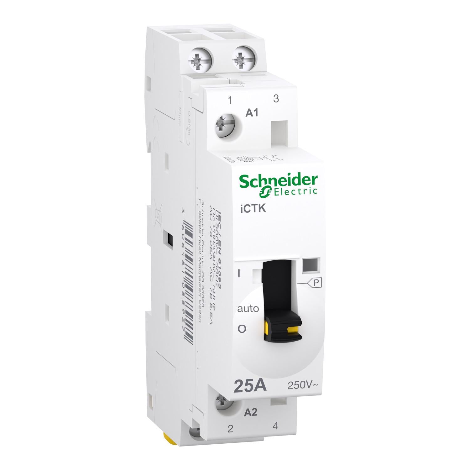 Контактор модульный с ручным управлением Schneider Electric Acti9 iCTK 2P 25A 2NO 230V (A9C41225)