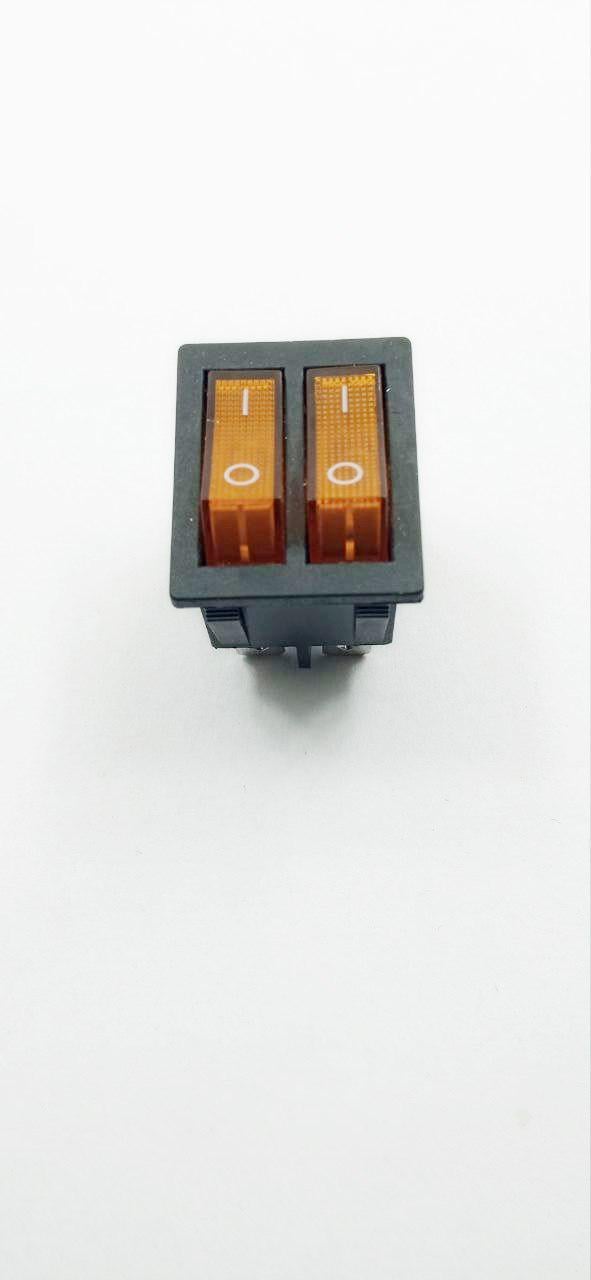 Вимикач мережний подвійний Жовтий з підсвічуванням IRS-2101-1A 6 pin (10668)