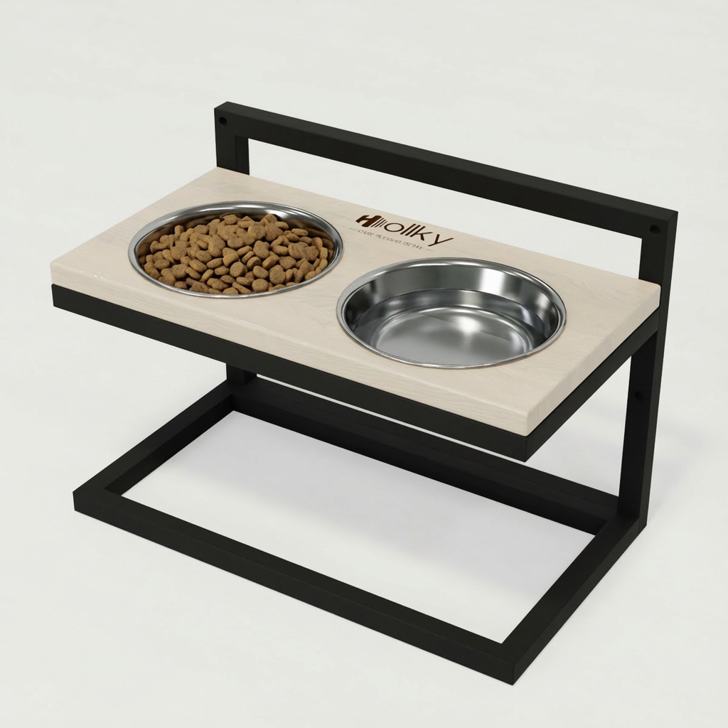 Миски на регулируемой подставке для средних собак Hollky Flex M 2х0,85 л (FM-422530-BLWH) - фото 2 Миски на регулируемой подставке для средних собак Hollky Flex M 2х0,85 л (FM-422530-BLWH) - фото 2