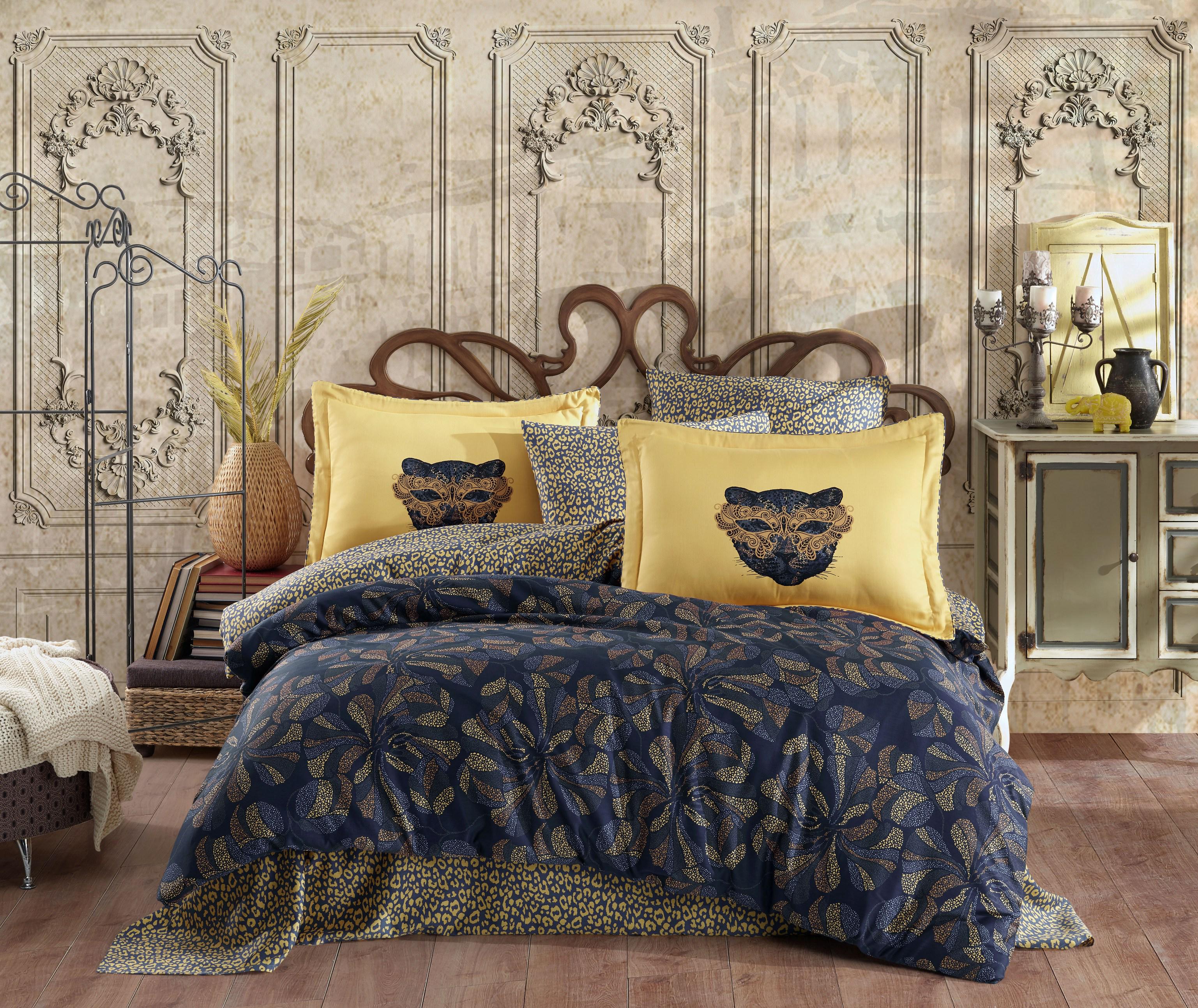 Комплект постельного белья Hobby Exclusive Sateen Caprice 200х220/4х50х70 Желтый (8698499167964)