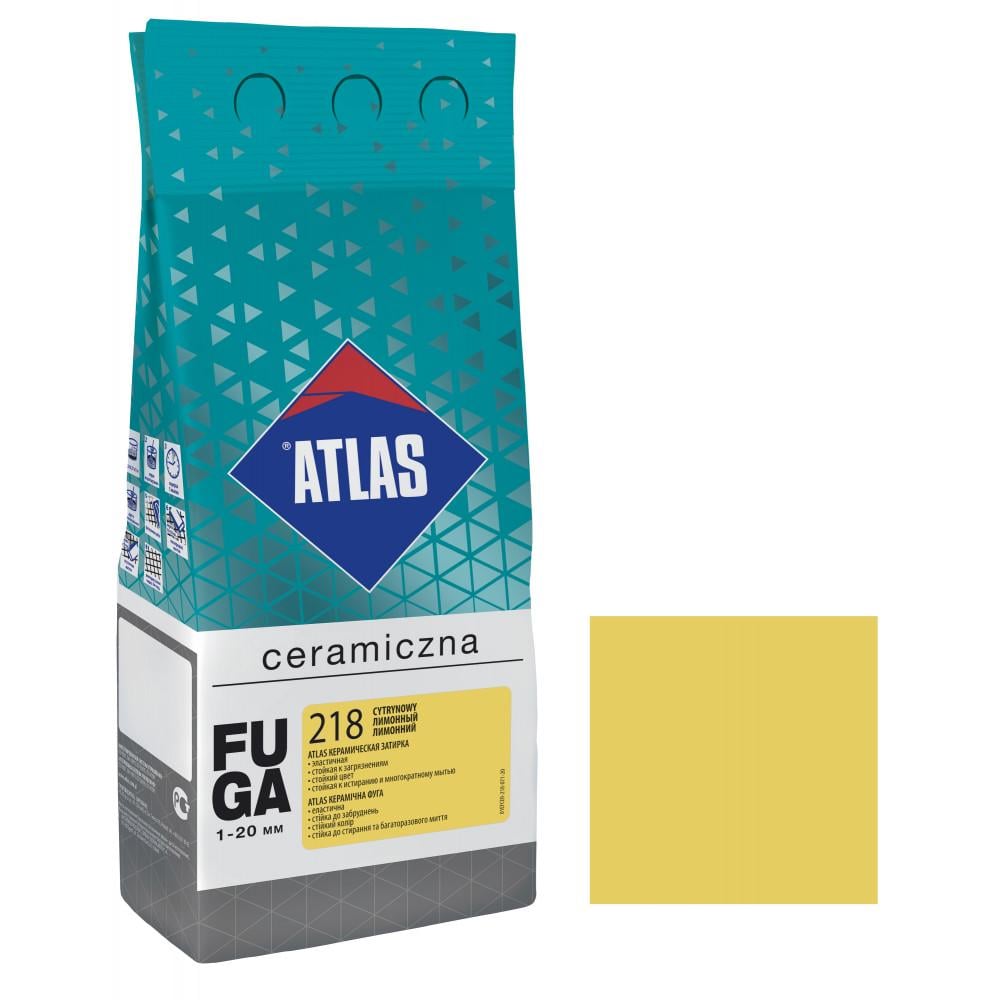 Фуга для плитки ATLAS CERAMICZNA 218 керамічна 1-20 мм 2 кг Лимонний (000104422)