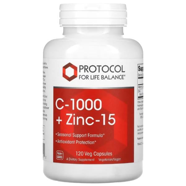 Витамин C Protocol for Life Balance C-1000+Zinc-15 120 вег. капс. (23712926) Витамин C Protocol for Life Balance C-1000+Zinc-15 120 вег. капс. (23712926)