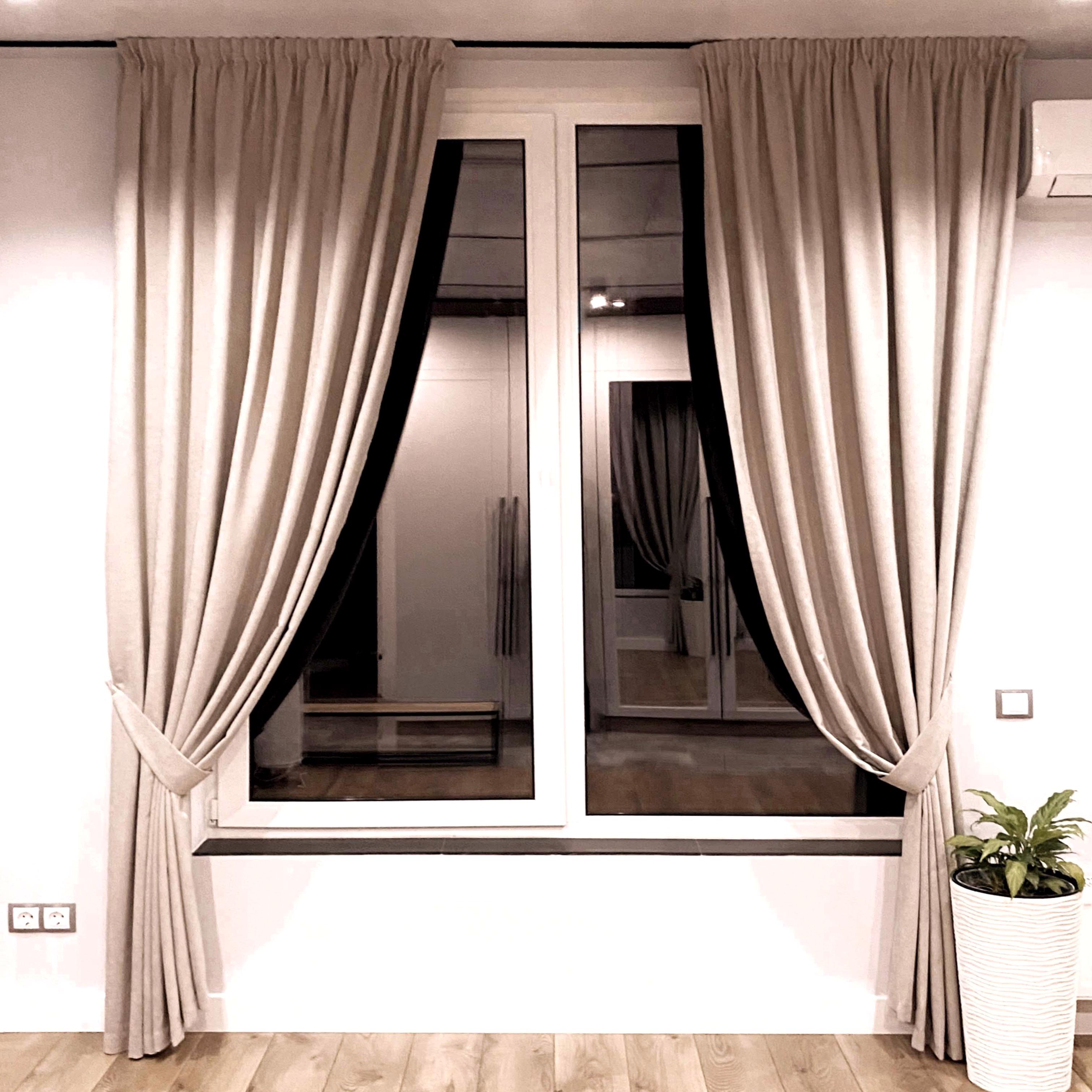 Штори на тасьмі з підхватами мікровелюр 350х250 см 2 шт. Бежевий/Капучино (402700-МТ22/350) Штори на тасьмі з підхватами мікровелюр 350х250 см 2 шт. Бежевий/Капучино (402700-МТ22/350)