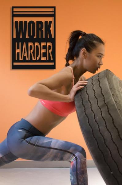 Панно деревянное Decart Work Harder настенный декор в стиле минимализм на кухню гостиную и спальню 50х35 см