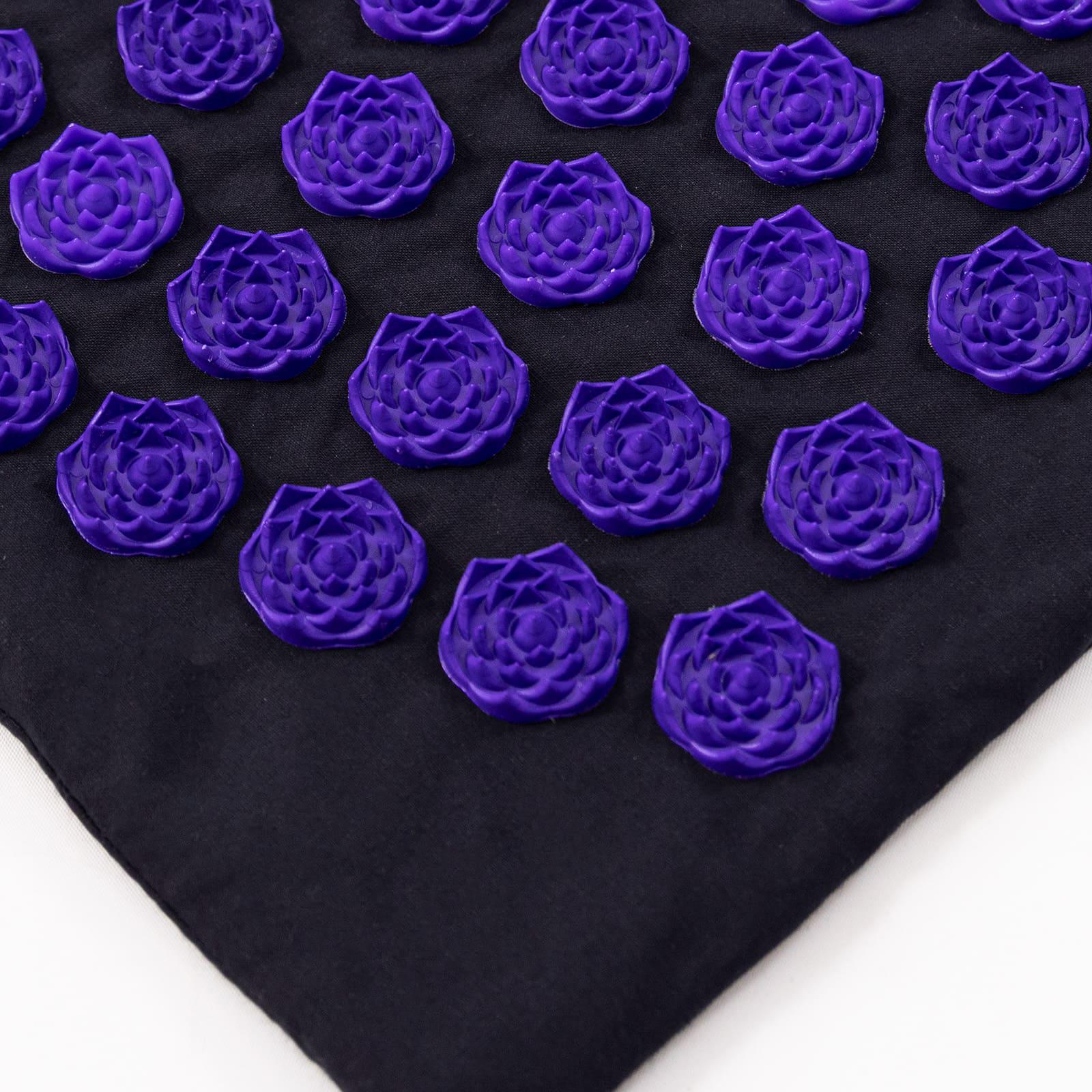 Килимок масажний Аплікатор Кузнєцова/валик/подушка для спини/шиї/ніг OSPORT Lotus Set Чорно-фіолетовий (n-0003) - фото 5 Килимок масажний Аплікатор Кузнєцова/валик/подушка для спини/шиї/ніг OSPORT Lotus Set Чорно-фіолетовий (n-0003) - фото 5