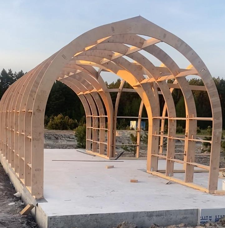 Каркас дома из фанеры для глэмпинга 3200х7668х3250 мм