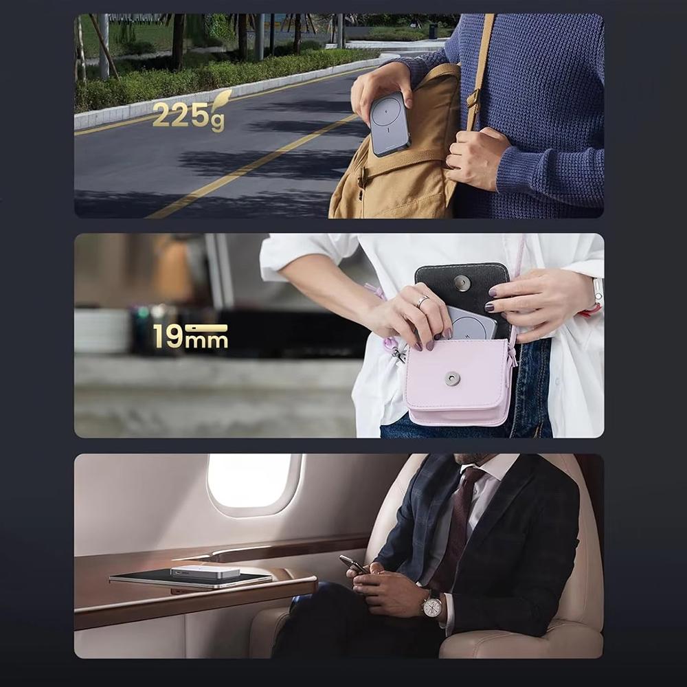 Аккумулятор внешний с MagSafe UGREEN PB206 10000mAh Magnetic Wireless With Holder Gray (15086) - фото 4 Аккумулятор внешний с MagSafe UGREEN PB206 10000mAh Magnetic Wireless With Holder Gray (15086) - фото 4