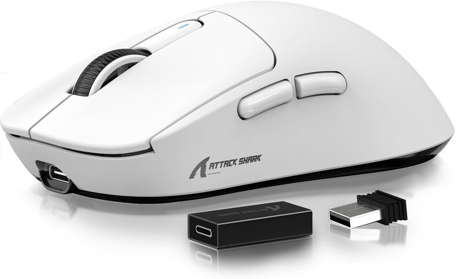 Мышка игровая беспроводная attack shark X3 эргономичная 49 г PAW3395 26K DPI программированные кнопки White - фото 10 Мышка игровая беспроводная attack shark X3 эргономичная 49 г PAW3395 26K DPI программированные кнопки White - фото 10