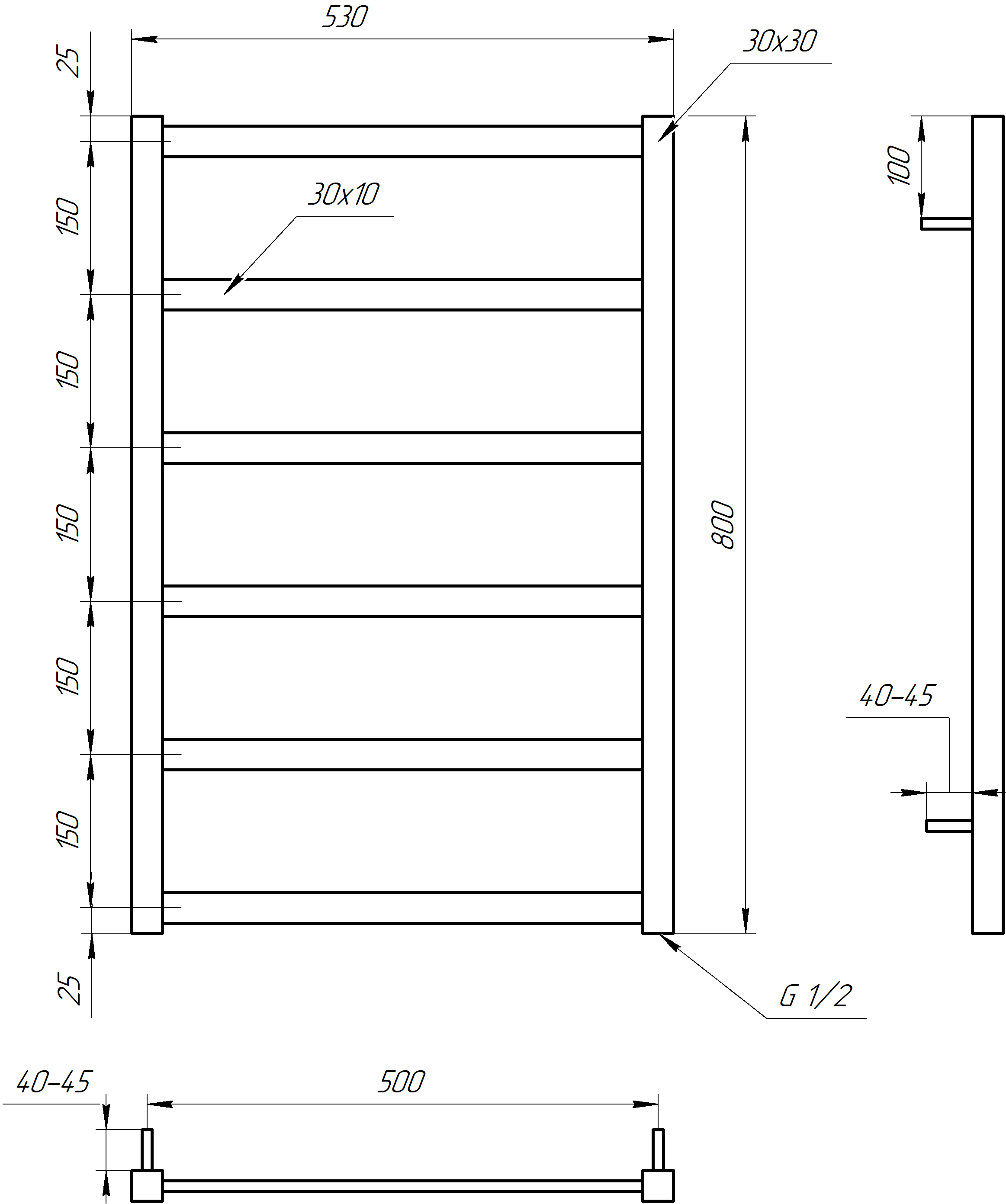 Рушникосушарка водяна Genesis Aqua Lono 80x53 см Чорний (2281-2) - фото 2