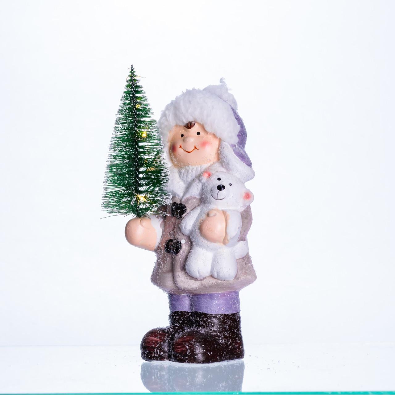 Фигурка с подсветкой Девочка с елкой CR-5-4 из фарфора 9х6х18 см (29912928)