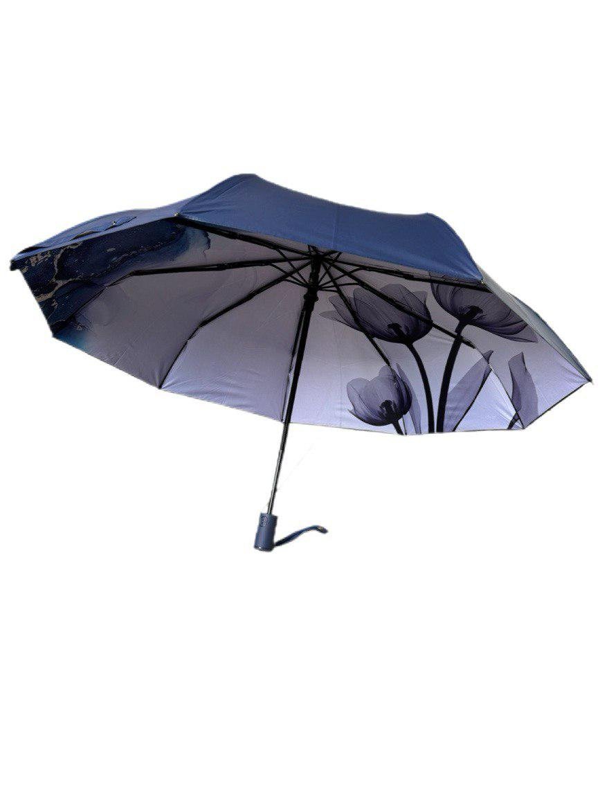Зонтик автоматический женский Unique с цветами 9 спиц Синий (3009/1) - фото 2 Зонтик автоматический женский Unique с цветами 9 спиц Синий (3009/1) - фото 2