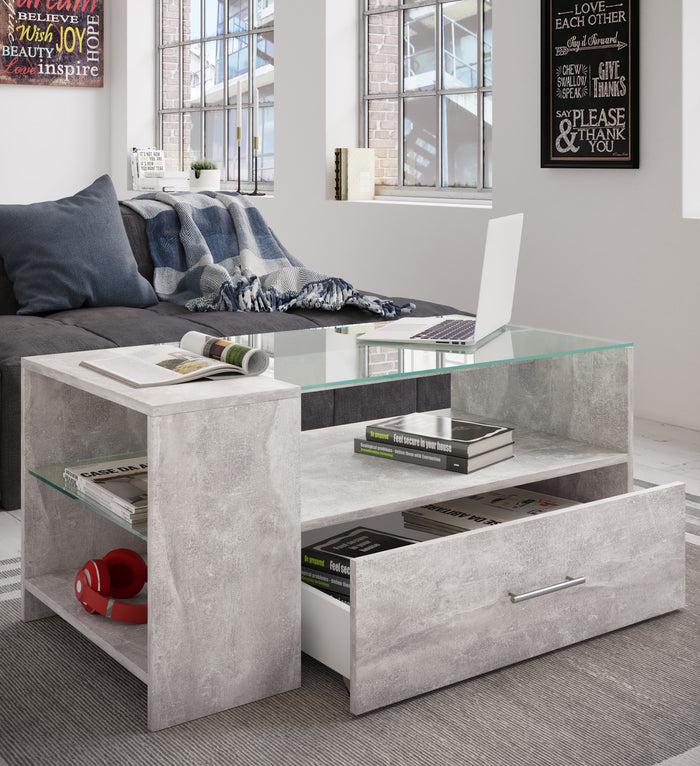 Журнальний стіл з шухлядою Tindala 1000х500х450 мм Бетон