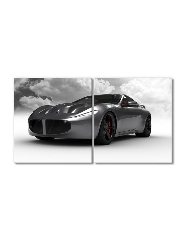 Картина модульная Серебряный автомобиль 2 модуля 120x180 см