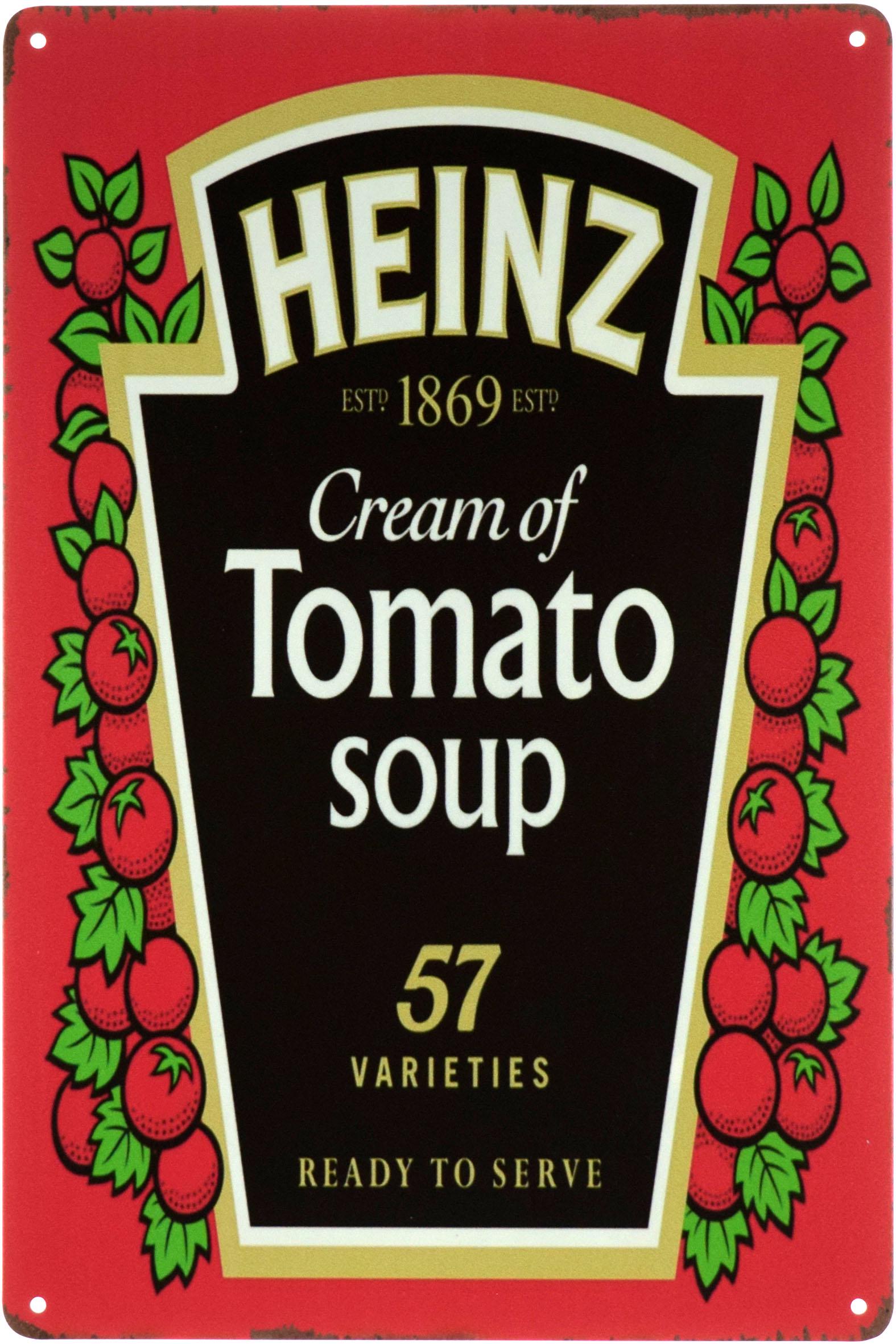 Табличка металлическая Heinz Cream Of Tomato Soup 20x30 см
