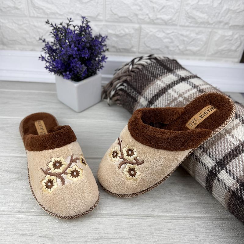 Тапочки кімнатні жіночі Е-00209-4 p. 38 24,5 см Бежевий (114429569)