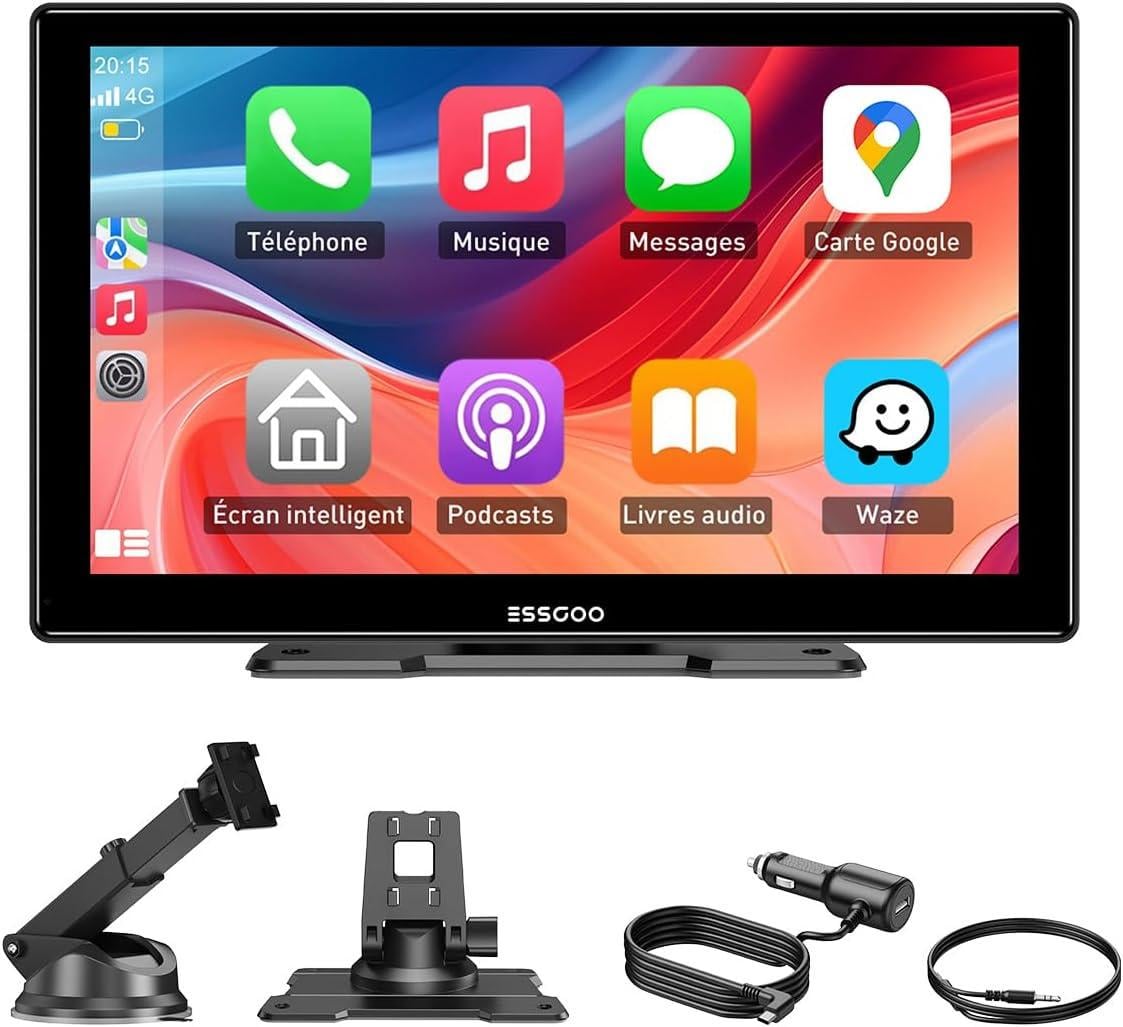 Дисплей автомобильный ESSGOO CarPlay Android Auto 9 дюймов IPS 1024х600 с Bluetooth и WiFi Дисплей автомобильный ESSGOO CarPlay Android Auto 9 дюймов IPS 1024х600 с Bluetooth и WiFi