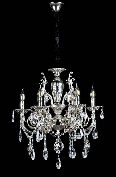 Люстра свеча Ray L77516/6 SL+BK (IR007019) Люстра свеча Ray L77516/6 SL+BK (IR007019)