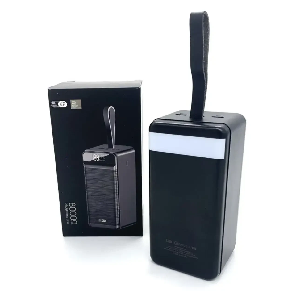 Зарядное устройство портативное Power Bank с фонариком King Power Pd 80000 mAh 3USB Type-C Lightning Черный (35917786) Зарядное устройство портативное Power Bank с фонариком King Power Pd 80000 mAh 3USB Type-C Lightning Черный (35917786)
