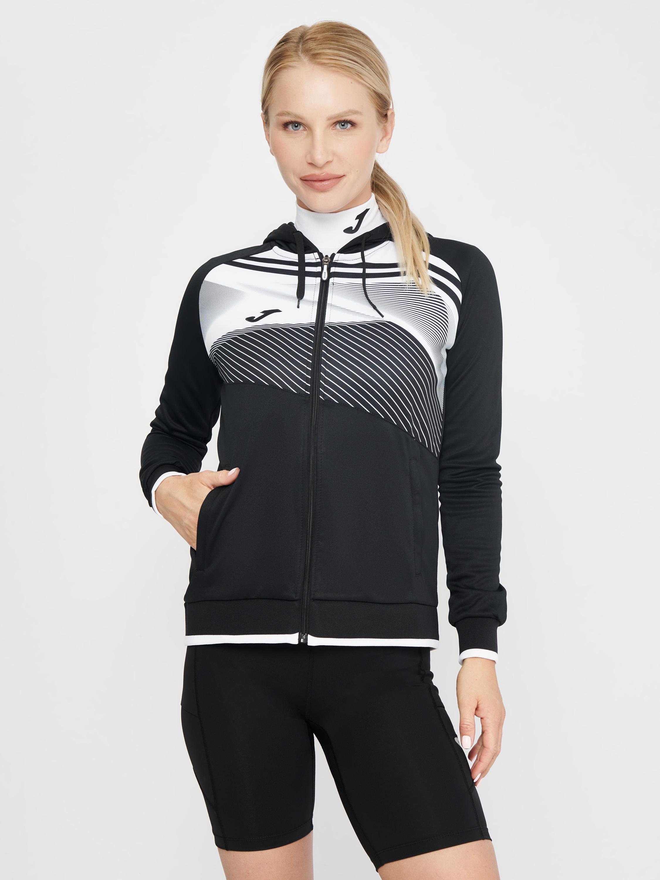 Олімпійка жіноча Joma 901067.102 Supernova Ii Hoodie Jacket XS Black/White (9999156645085) - фото 1