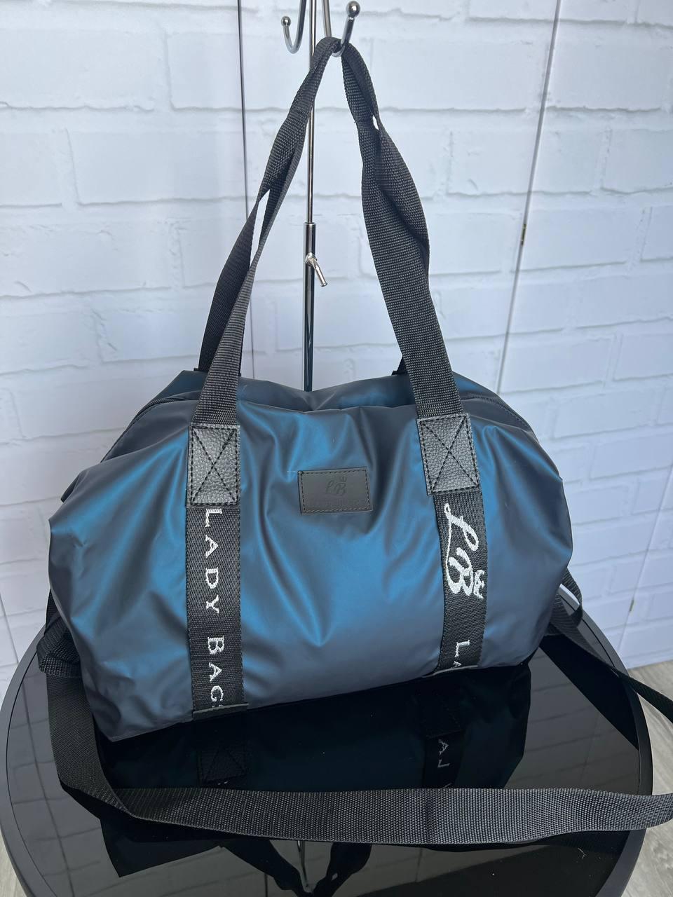 Сумка спортивная через плечо женская дорожная большая из плащевой ткани 43х30х17 см Электрик - фото 6