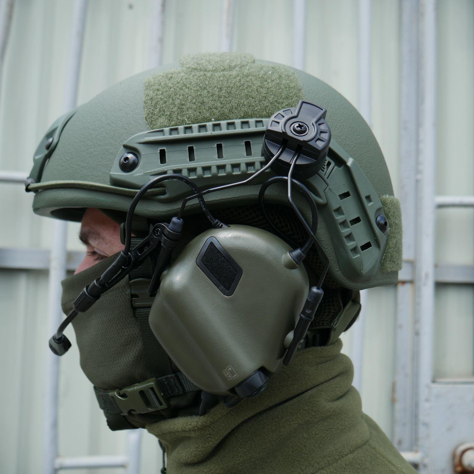 Комплект навушники Earmor M32 з радіогарнітурою та балістичний шолом FAST Helmet M/L Olive - фото 3