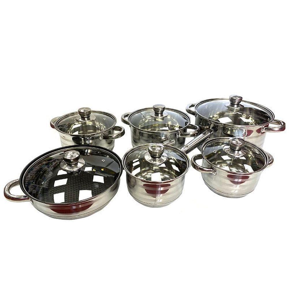 Набор кухонных кастрюль Hoffmayer HF-436 из нержавеющей стали 12 пр.