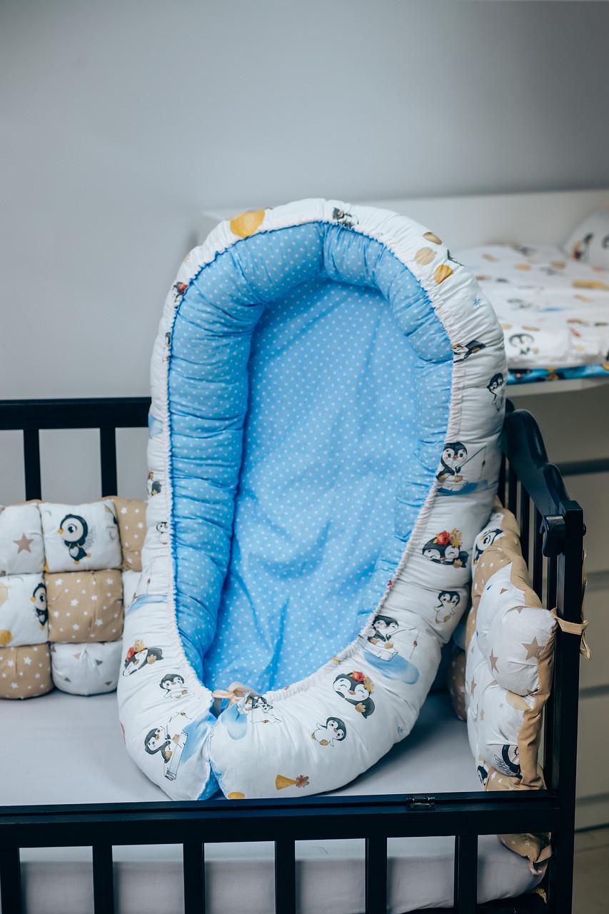 Кокон-гнездо для младенцев Пингвины 90x60 см Белый (1333510049) - фото 3 Кокон-гнездо для младенцев Пингвины 90x60 см Белый (1333510049) - фото 3