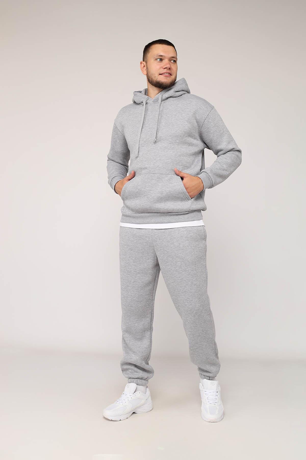 Худи мужское ЦБ-00279984 р. 52 Светло-серый (SKT001074120) - фото 2