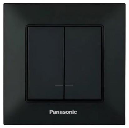 Выключатель Panasonic Arkedia Slim быстрый монтаж с подсветкой 2-кл Черный (15607-е)