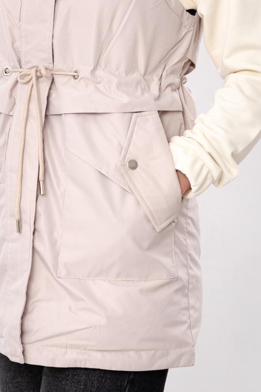 Жилетка демісезонна жіноча полубатал з капюшоном Носи Своє р. 54 Бежевий (14268) - фото 3