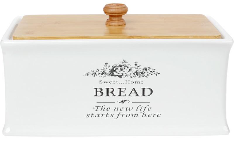 Хлебница керамическая Sweet Home BREAD 32х18,5х18,5 см с деревянной крышкой (BD-875-310)