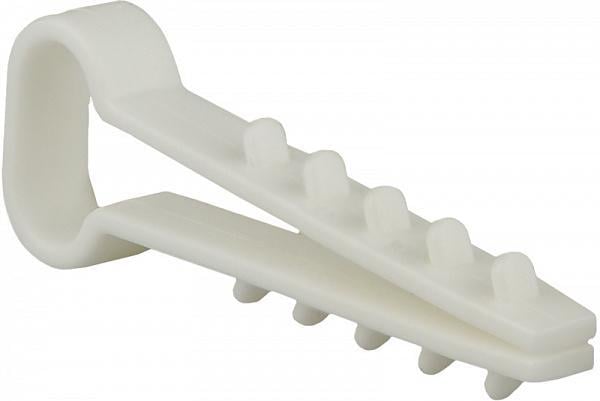 Дюбель-хомут АСКО-Укрем 12х6 мм для плоского провода полиэтилен 1 шт. Белый (000001070)