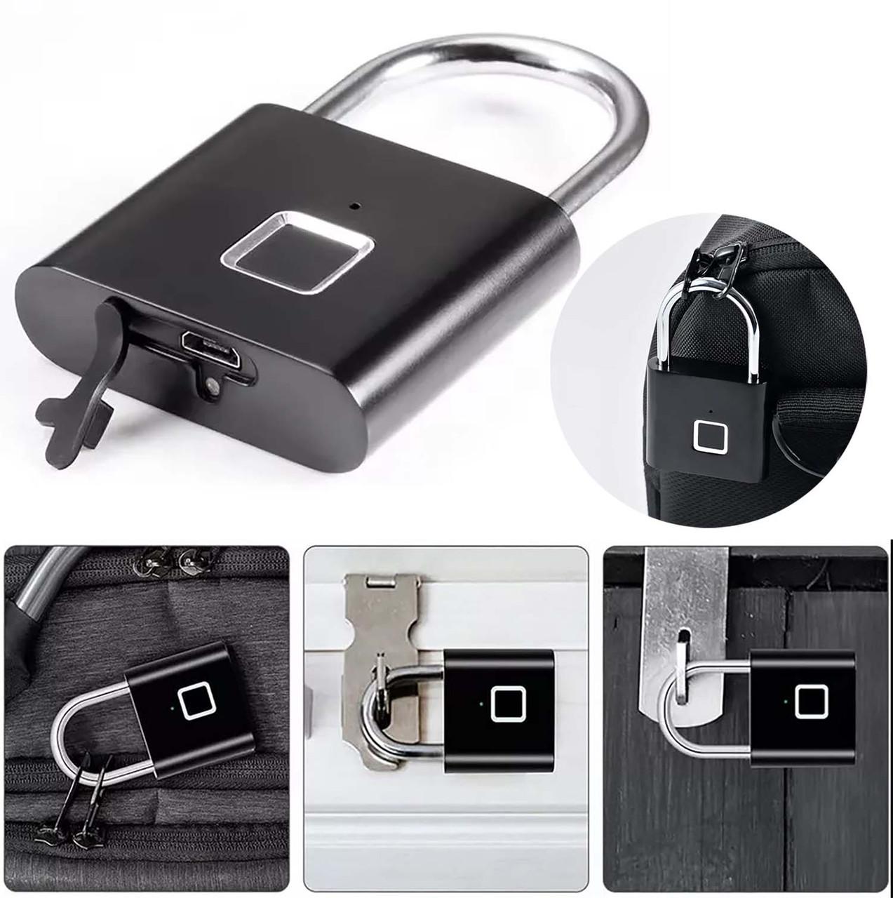 Замок биометрический навесной с отпечатком пальца без ключей Умный водонепроницаемый замок Черный - фото 11 Замок биометрический навесной с отпечатком пальца без ключей Умный водонепроницаемый замок Черный - фото 11